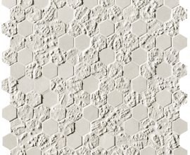 Мозаика FAP Ceramiche fOYW Bloom White Print Esagono Mosaico 29,5x32,5
