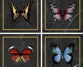 Villeroy&Boch K1222MK9E0 Декор Victorian Butterfly Black-Gold (set 4 pcs) 20х20