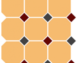 Керамогранит Top Cer 4421 OCT20+14-B Ochre Yellow OCTAGON 16/Brick Red 20 + Black 14 Dots (лист 30х30 9 штук+вставки)