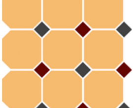 Керамогранит Top Cer 4421 OCT14+20-A Oche Yellow OCTAGON 16/Black 14 + Brick Red 20 Dots (лист 30х30 9 штук+вставки)