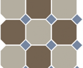 Керамогранит Top Cer 4401+29 OCT11-A Beige 01 Coffe Brown 29 OCTAGON/Blue Cobalt 11 Dots (лист 30х30 9 штук+вставки)