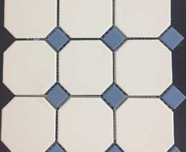 Керамогранит Top Cer 4416 OCT11-1Ch White OCTAGON 16/Blue Cobait Dots 11 (лист 30х30 9 штук+вставки)