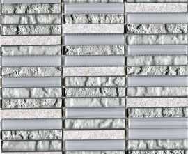 Мозаика L'Antic Colonial L242521831 Tecno Linear Silver White 1.5x9.7 G517 29,6x29,6x0,8