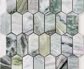 Мозаика Caramelle Mosaic Onice Verde oliva POL long hex 38x86x7 278x304x7