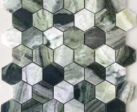 Мозаика Caramelle Mosaic Onice Verde oliva POL hex 23x40x7 292x289x7