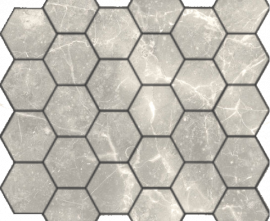Мозаика Caramelle Mosaic Travertino silver MAT hex 18x30x6 295x305x6