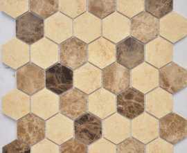 Мозаика Caramelle Mosaic Pietra Mix 1 MAT hex 18x30x6 295x305x6