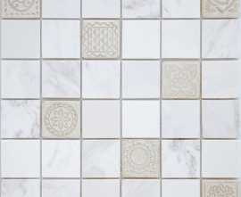 Мозаика Caramelle Mosaic Art Dolomiti bianco MAT 48x48x8 300x300x8