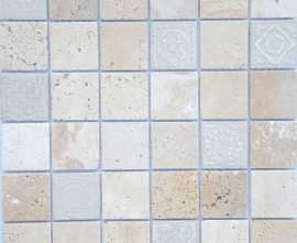 Мозаика Caramelle Mosaic Art Travertino beige MAT 48x48x8 300x300x8