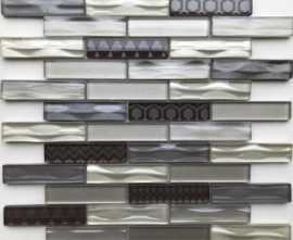 Мозаика Bonaparte Optima Brown (стекло) 23*98 300*300