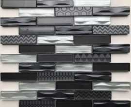 Мозаика Bonaparte Optima Grey (стекло) 23*98 300*300