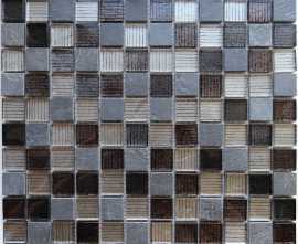 Мозаика Caramelle Mosaic Naturelle Alcantara Nero 23x23 30.5x30.5