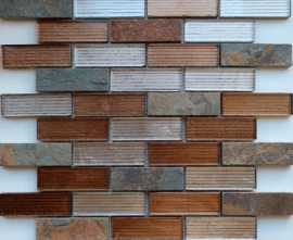 Мозаика Caramelle Mosaic Naturelle Alcantara Ruggine 23x73 30.5х30.5