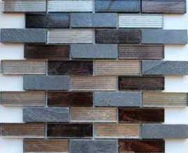 Мозаика Caramelle Mosaic Naturelle Alcantara Nero 23x73 30.5х30.5