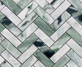 Мозаика Caramelle Mosaic Onice Verde oliva POL fish 23x73x7 317x282
