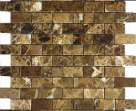 Мозаика Caramelle Mosaic Pietrine Emperador Dark POL 23x48 298X298