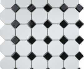Мозаика StarMosaic Octagon small White/Black Matt (IDLA2575) 29.5х29.5