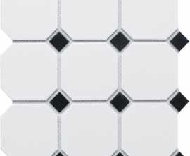 Мозаика StarMosaic Octagon big White/Black Matt (CLA006) 30х30
