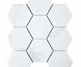 Мозаика StarMosaic PMFQ82223 Hexagon big Carrara Matt 25.6х29.5х6