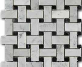 Мозаика Art&Natura Ceramic Bianco Carrara + Nero Marquina 3*6*1 30,5*30,5