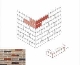 Искусственный камень White Hills 371-55 Бергамо брик Design Угол 9х20,5x4,9x1,2-1,4