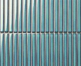 Мозаика Porcelain mosaic Y15FW28 Strip Бирюзовый глянцевый 1.5х14.5 29.4х31.3
